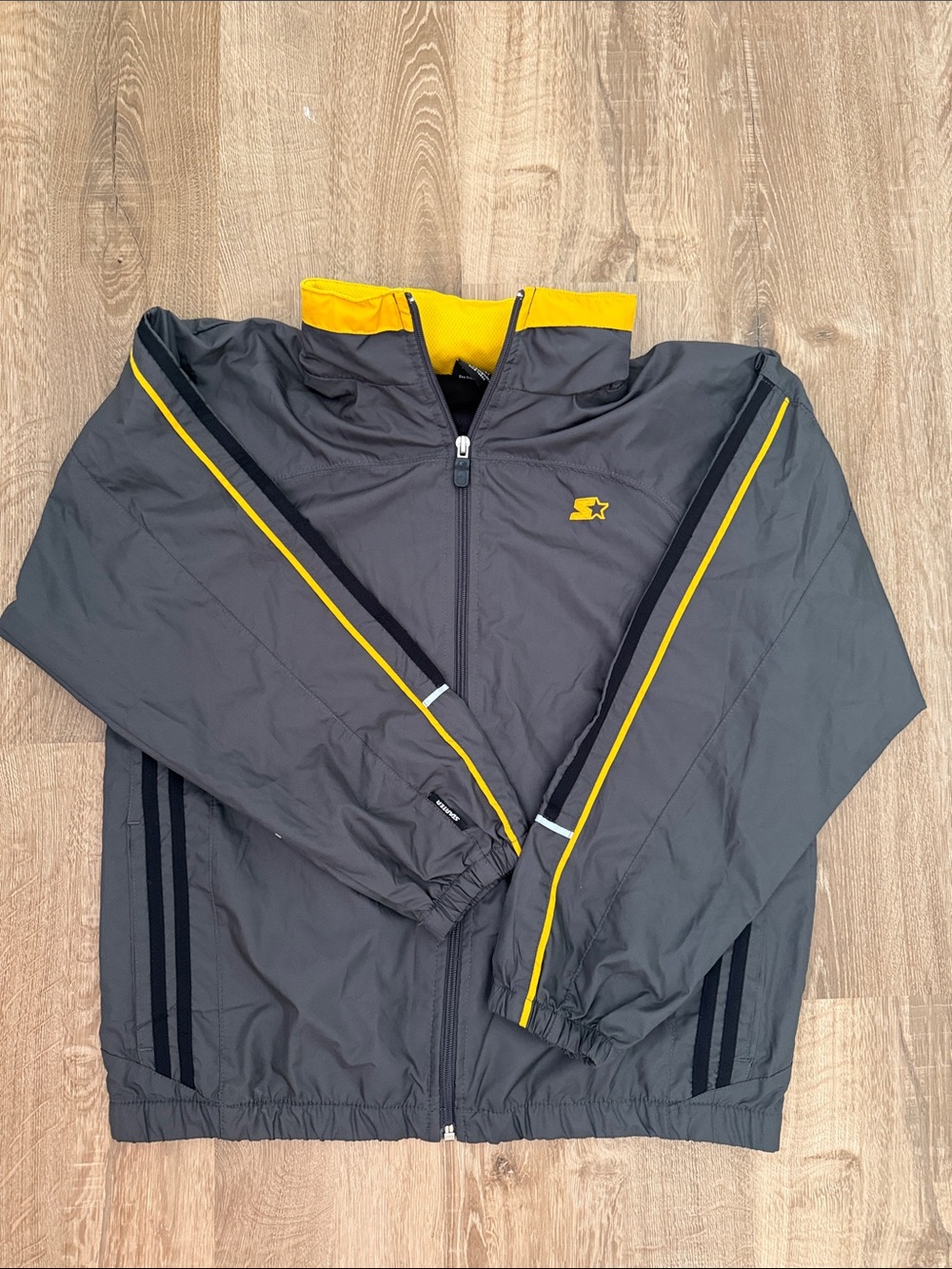 STARTER Kids Charcoal Gray Track Jacket with Yellow Trim